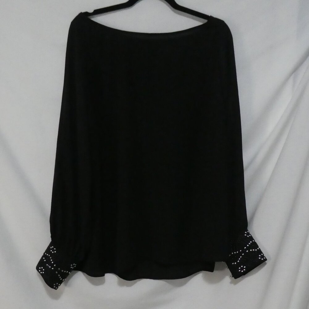 LOVE & LEGEND | size 18 | Sheer Black Blouse With Embellished Cuffs